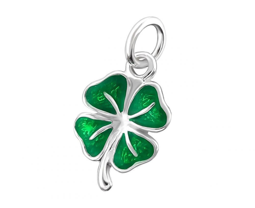 Silver and Green Shamrock Pendant