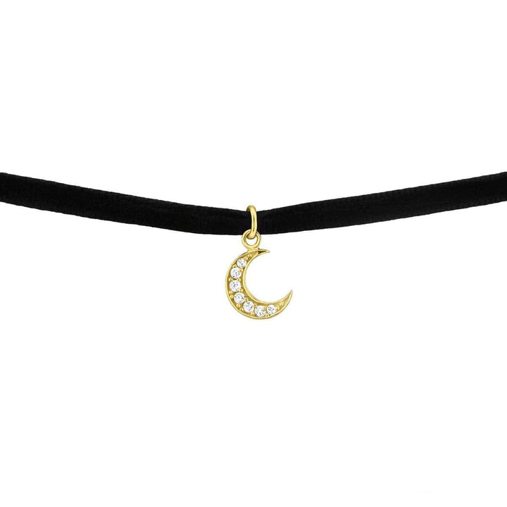 Sterling Silver Gold Plated Moon Choker Necklace