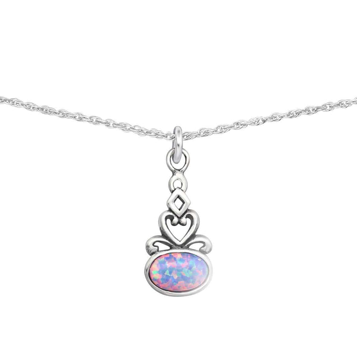 Sterling Silver Oval Choker Opal Necklace
