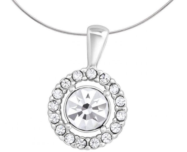 Round Crystal and Silver Pendant
