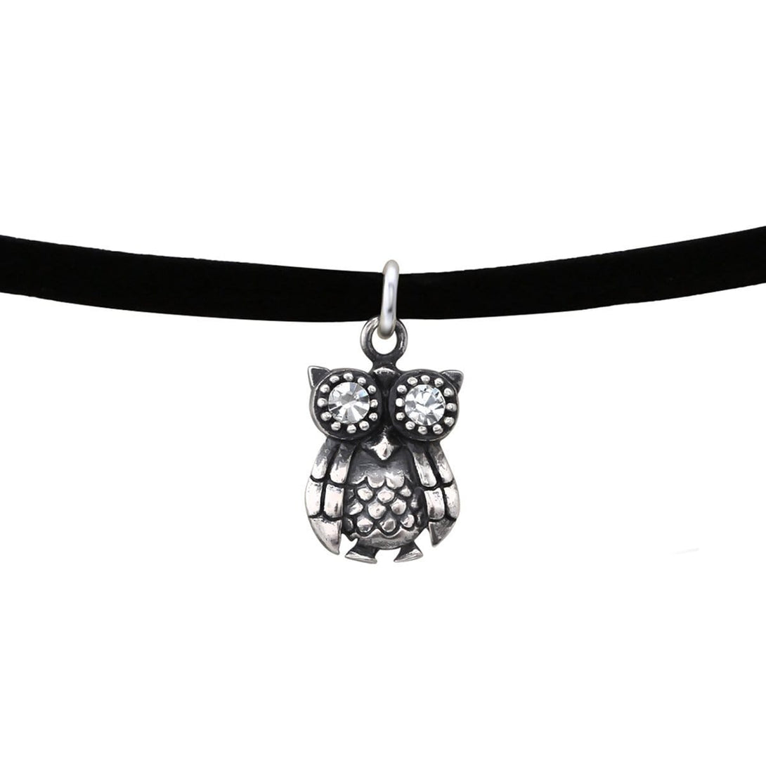 Sterling Silver Owl Choker Necklace