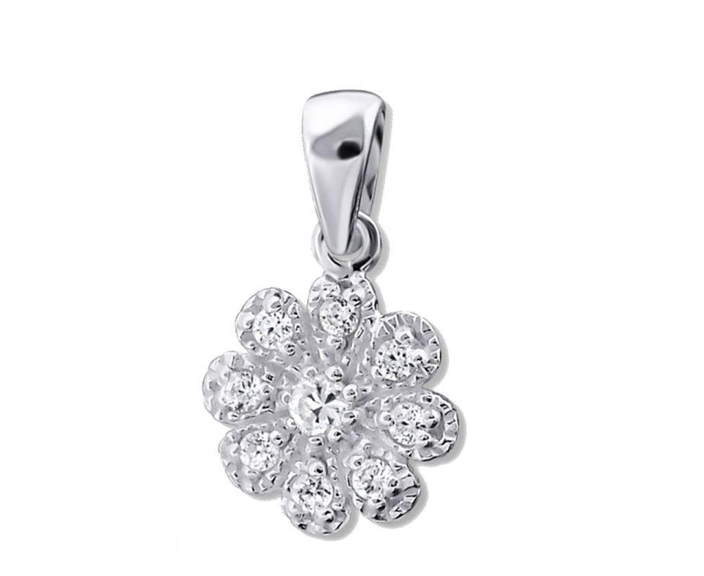 Silver Flower Charm with Crystal Studs