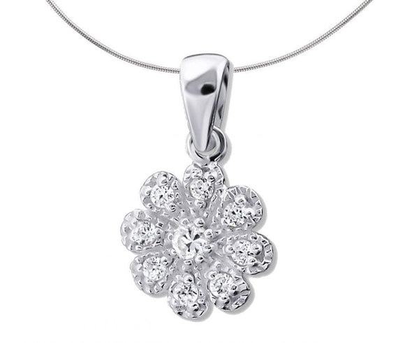 Silver Flower Charm with Crystal Studs