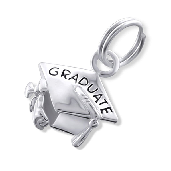 Sterling Silver Graduation Hat Charm With Split Ring