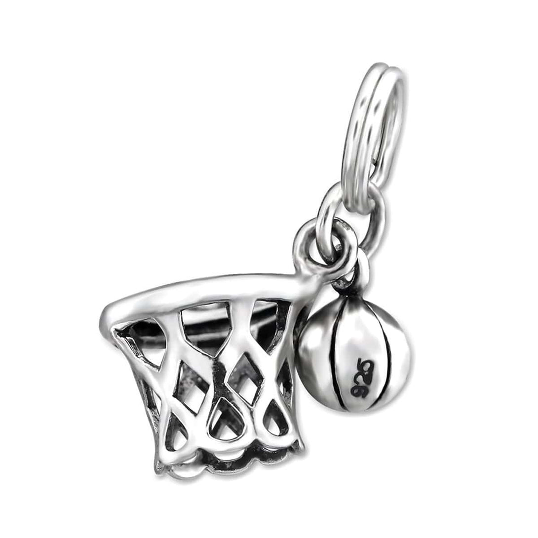 Sterling Silver Basketball Split Ring for Charms