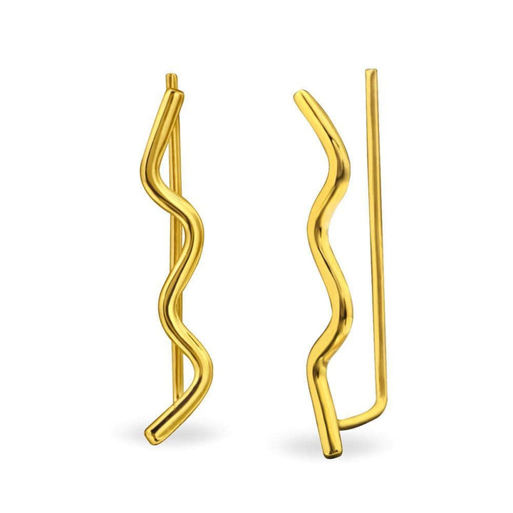 Gold Plated Silver Wave Long Ear Cuff