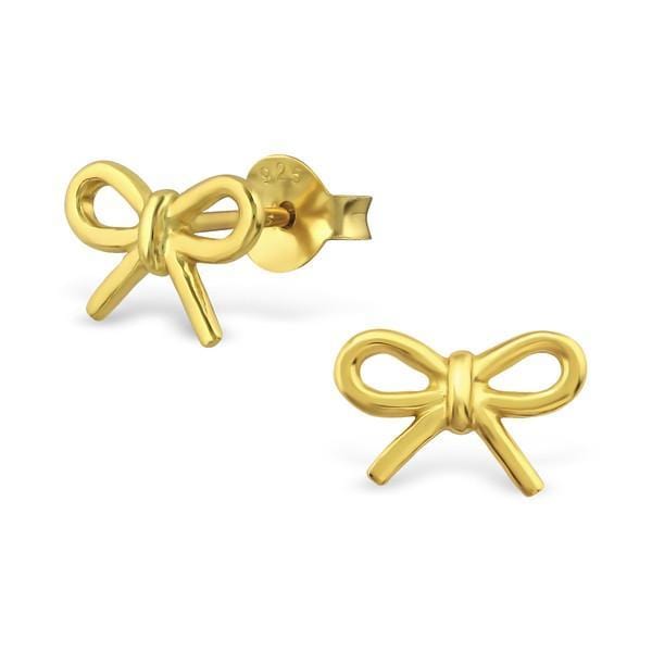 14K Gold Plated Silver Bow Ear Studs