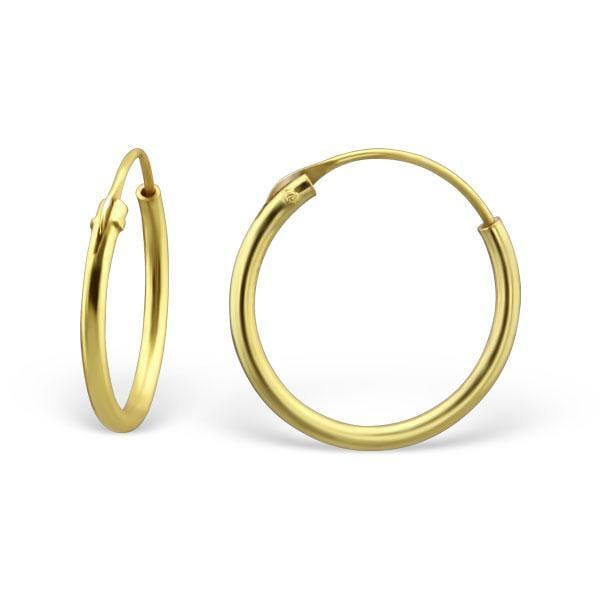 14 K Gold Plated 14 mm Hoop Earrings