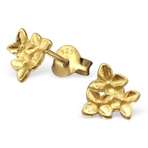 14 K Gold Plated On Sterling Silver Flower Earrings