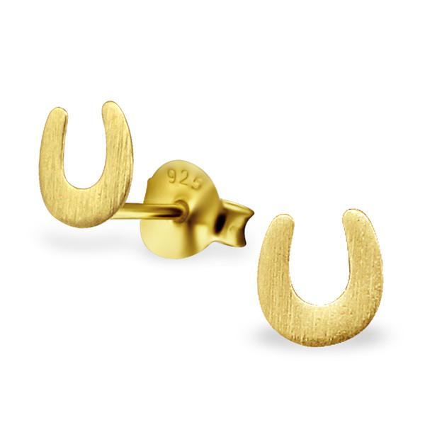 14 K Gold Plated On Sterling Silver Tree Horse Shoe Earrings