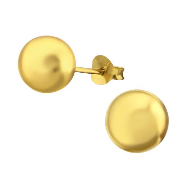 14 K Gold Plated on Sterling Silver 8 mm Ball Earrings