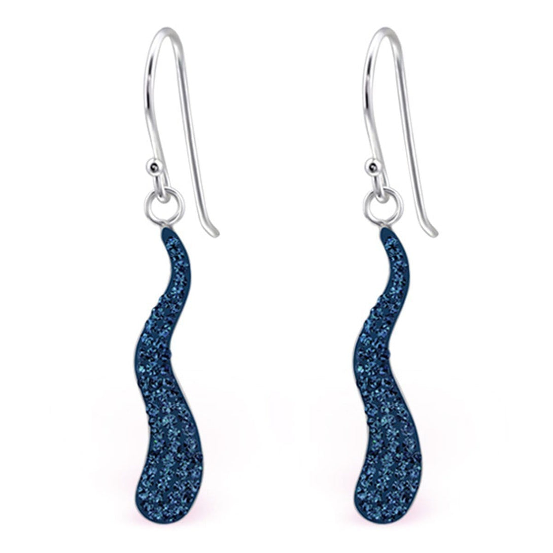 Sterling Silver Wave Earrings made with Swarovski Crystal-Montana