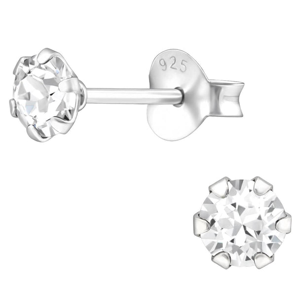 Sterling Silver Round Stud earrings made with Swarovski Crystal