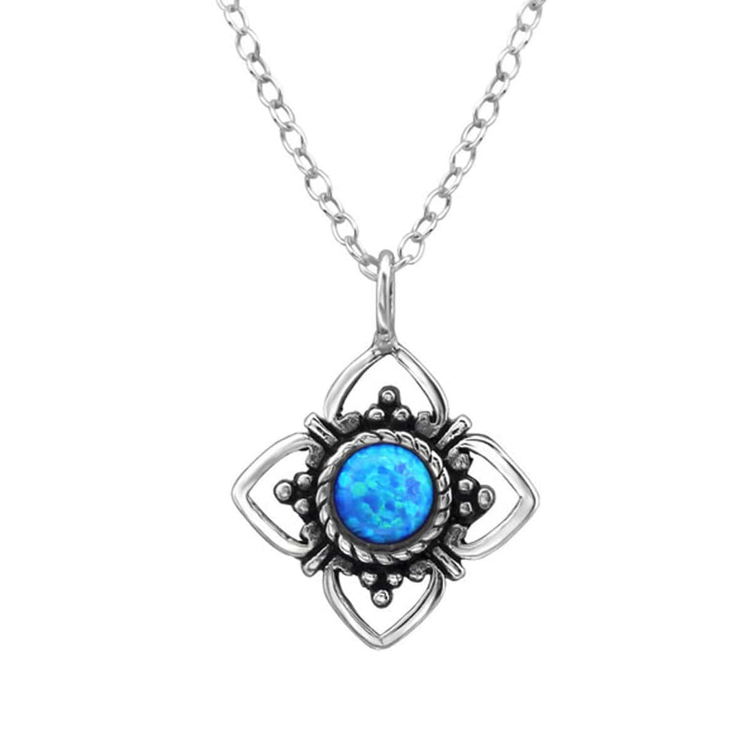 Druzy Stone Drop Necklace - Azure