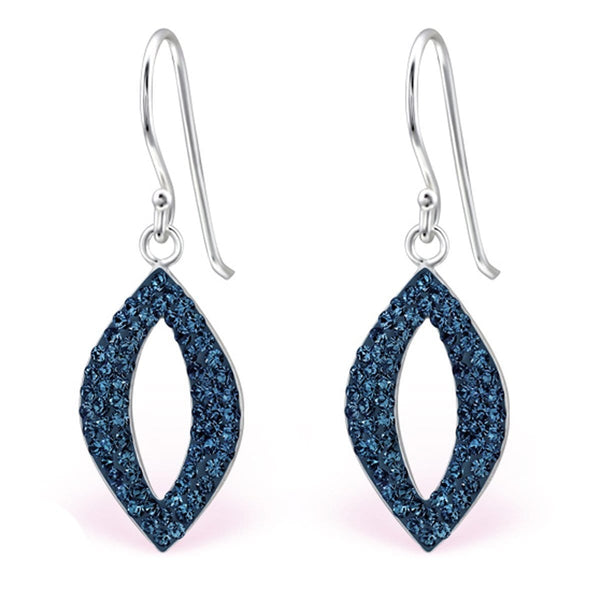 Sterling Silver Marquise Earrings made with Swarovski Crystal-Montana