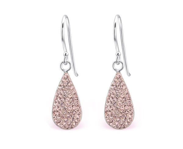 Sterling Silver Pear Earrings Made With Swarovski Crystal Vintage Rose