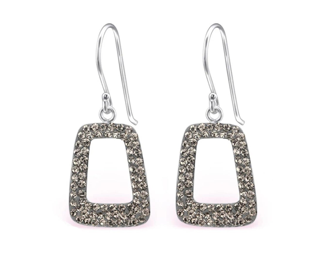Sterling Silver Trapezoid Earring Made With Swarovski Crystal Greige