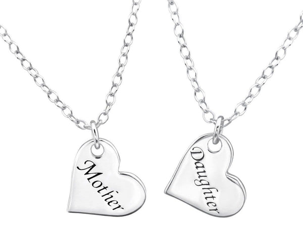 Silver Mother and Daughter Necklaces