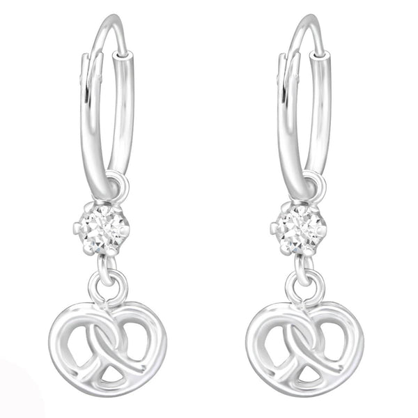 Sterling Silver Infinity Knot hoop earring Made With Swarovski Crystal