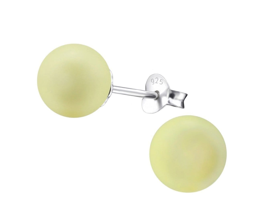 Sterling Silver Pearl Pastel Yellow Stud Earrings Made With Swarovski Crystal