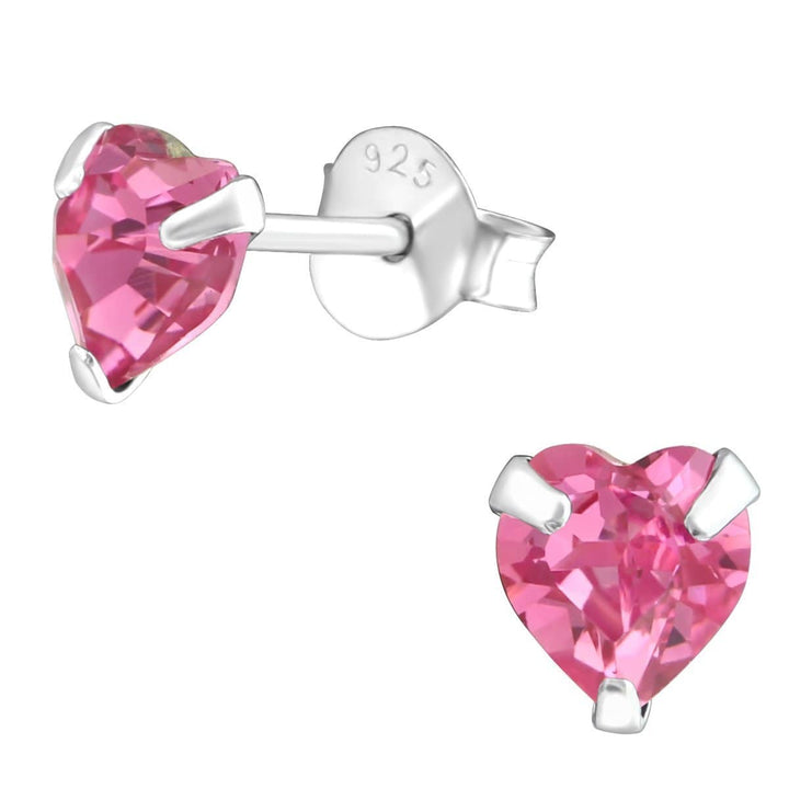 Sterling Silver Heart Stud earrings made with Swarovski Crystal