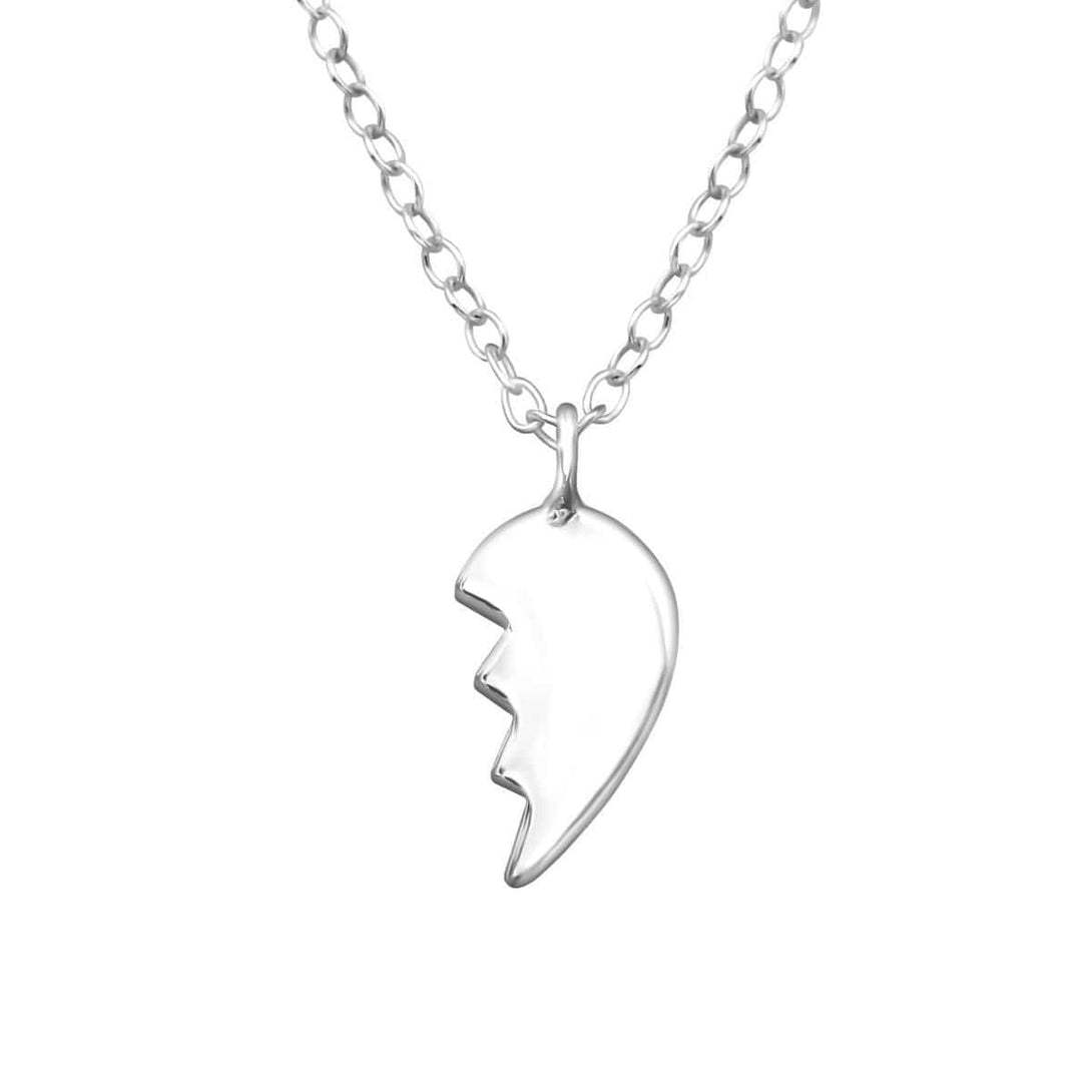 Silver Half Broken Heart Necklace