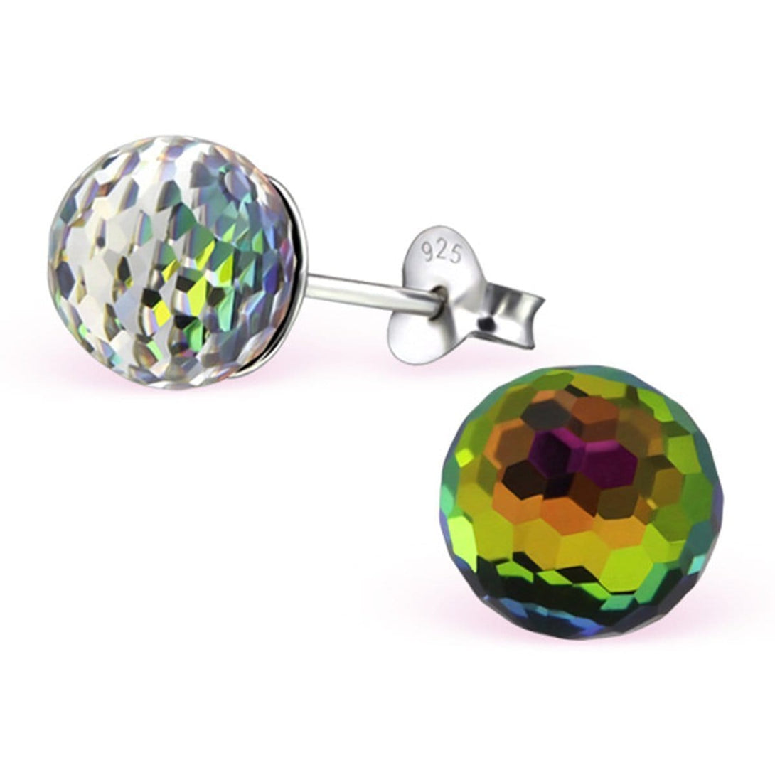 Sterling Silver Stud earrings made with Swarovski Crystal-Vitrail Medium