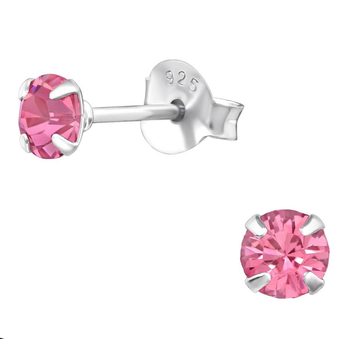 Sterling Silver Stud earrings made with Swarovski Crystal-ROSE