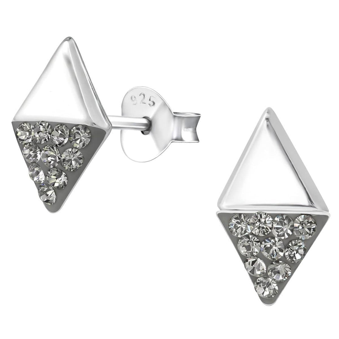 Silver Black Diamond Marquise Stud earrings made with Swarovski Crystal-Black Diamond