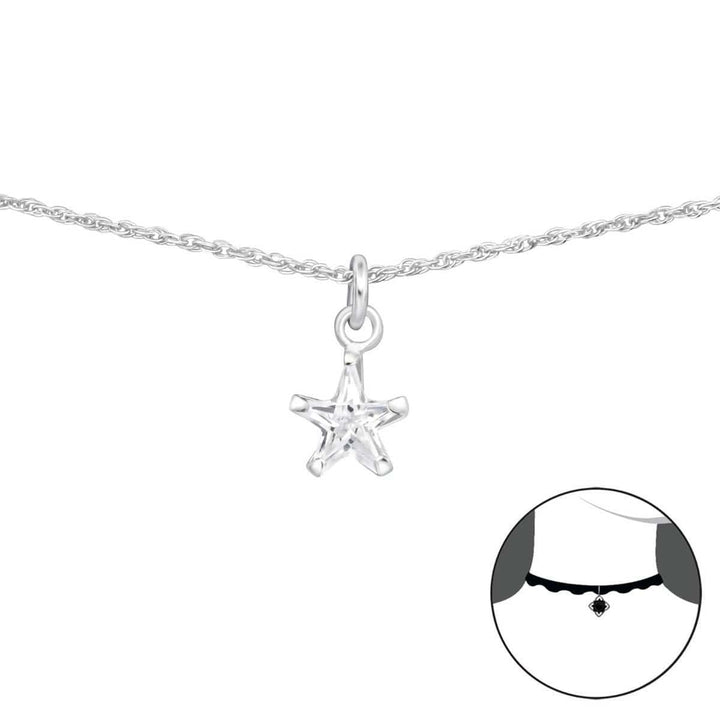 Silver Star Choker with Cubic Zirconia