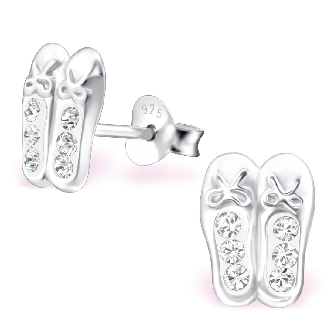 Sterling Silver Kids Ballerina Shoes Stud earrings Made with Swarovski Crystal-Crystal