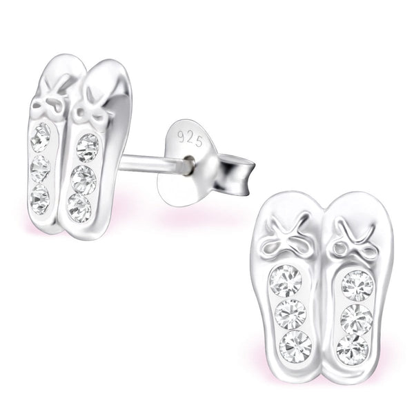 Sterling Silver Kids Ballerina Shoes Stud earrings Made with Swarovski Crystal-Crystal