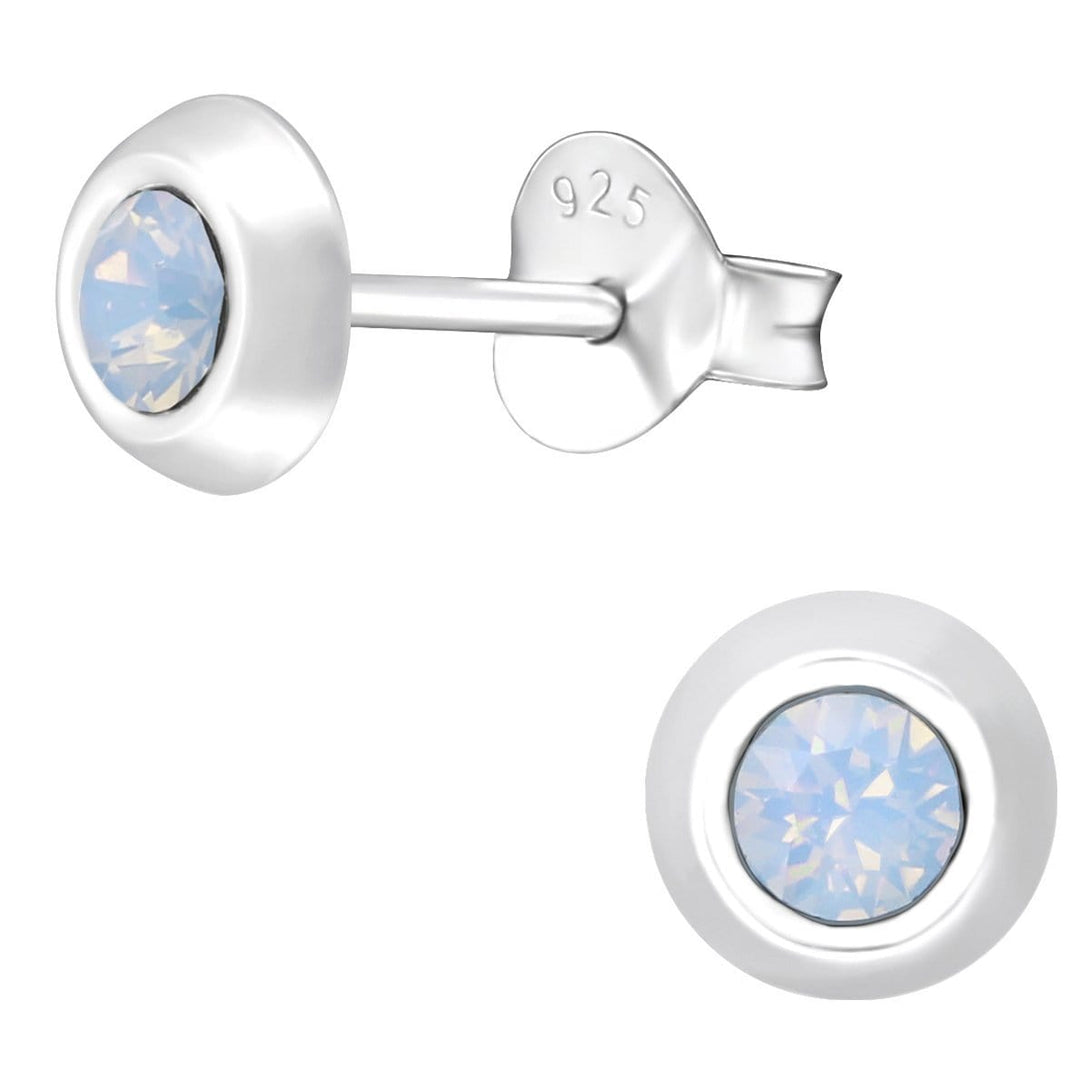 Sterling Silver Stud earrings Made with Swarovski Crystal-Air Blue Opal