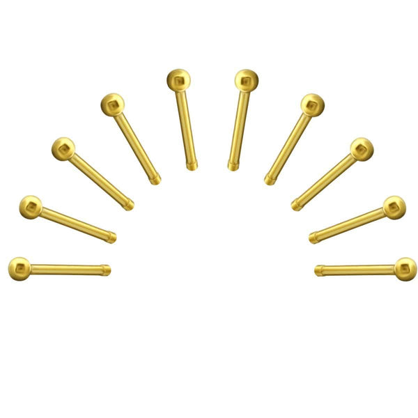 10 X Gold Stell Round Nose Stud with Ball End