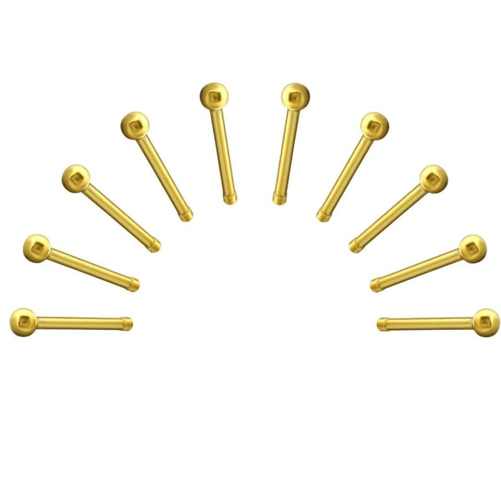10 X Gold Stell Round Nose Stud with Ball End