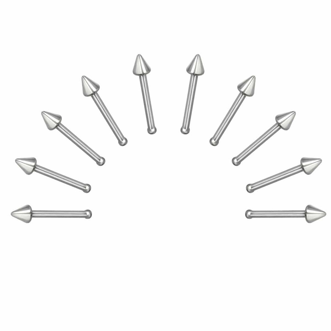 10 X Cone Steel Nose Studs with Ball End 10 MM