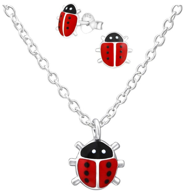 Children's Sterling Silver Ladybug Jewellery Set