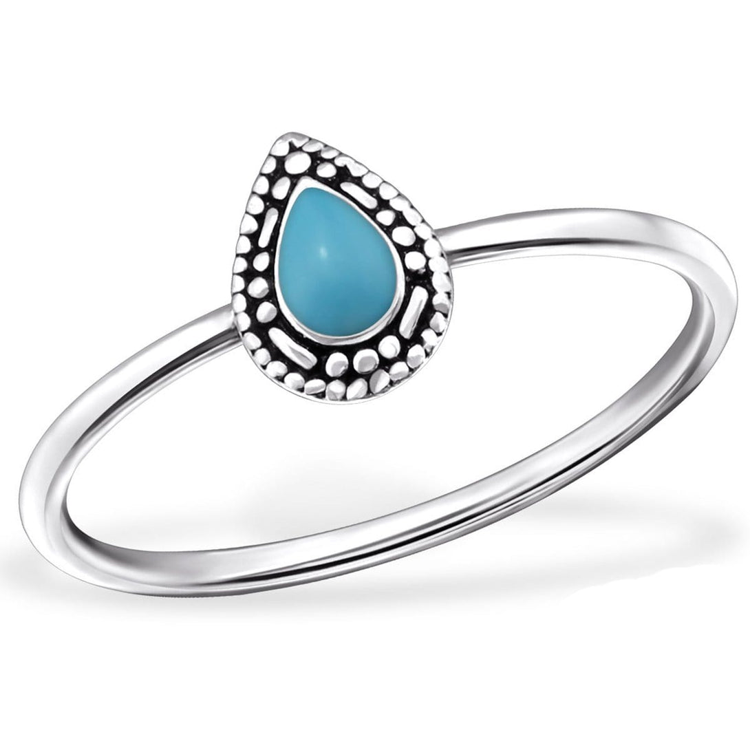 Sterling Silver Pear Midi Turquoise Ring