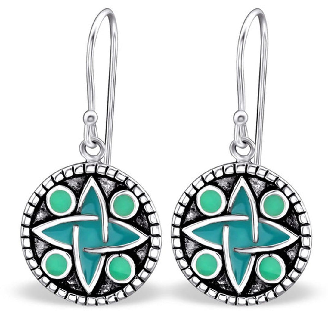 Sterling Silver Round Turquoise Earrings