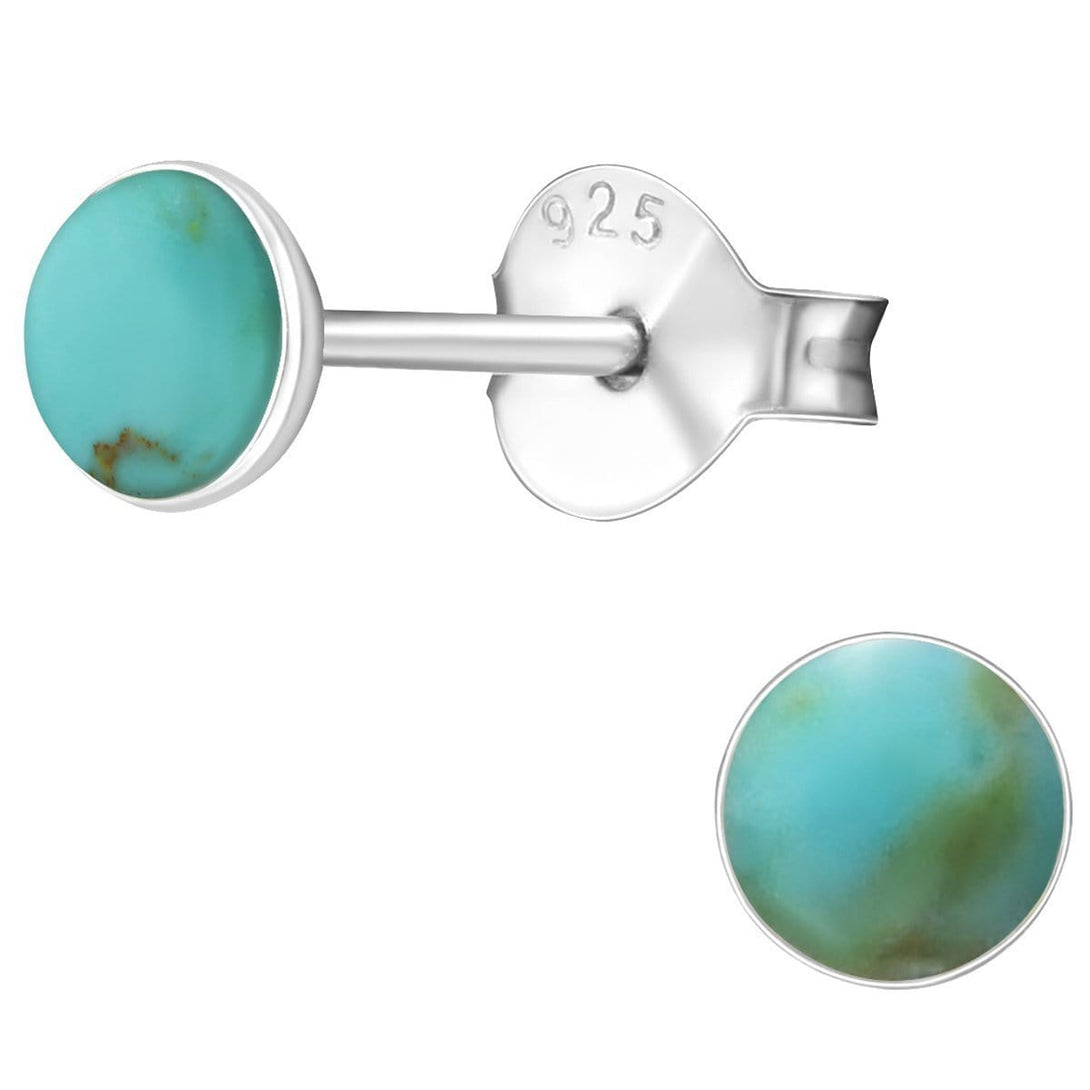 Sterling Silver Shell Green Turquoise Stud Earrings