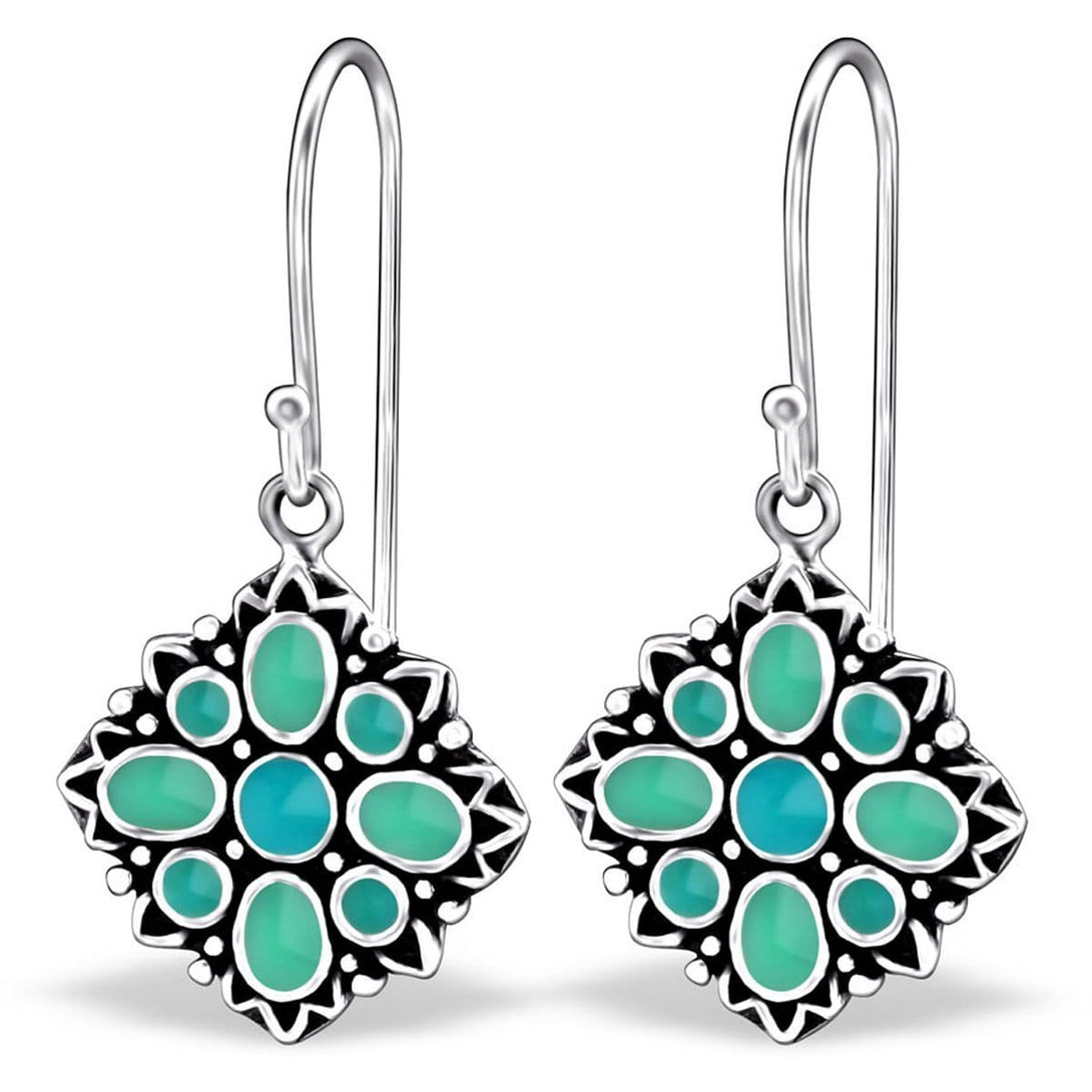 Sterling Silver Square Turquoise Earrings