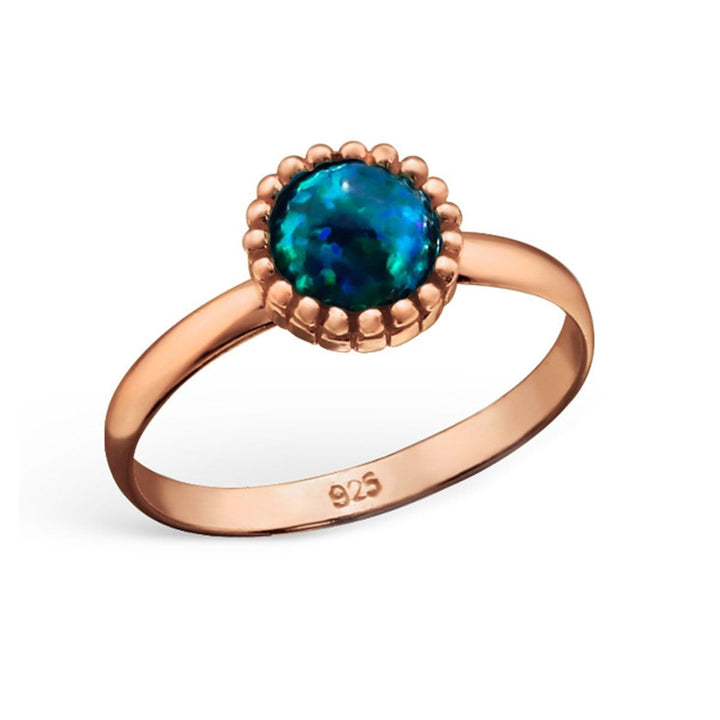 Rose Gold Silver Round Opal Midi Ring
