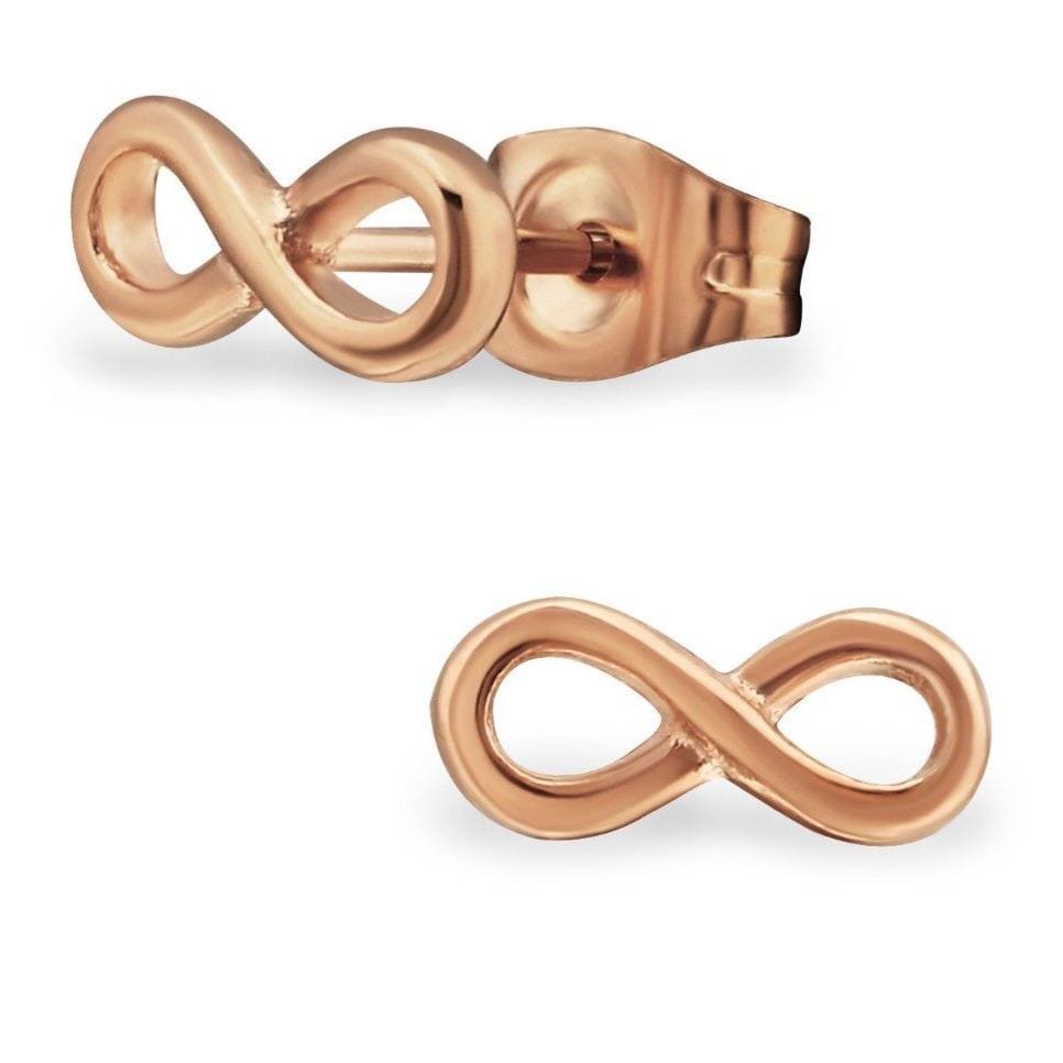Rose Gold Plated Steel Infinity Earrings