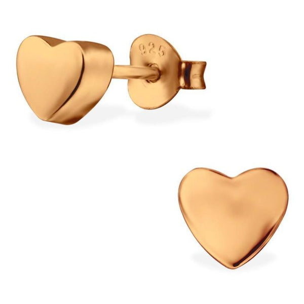Rose-Gold Plated Heart Stud Earrings