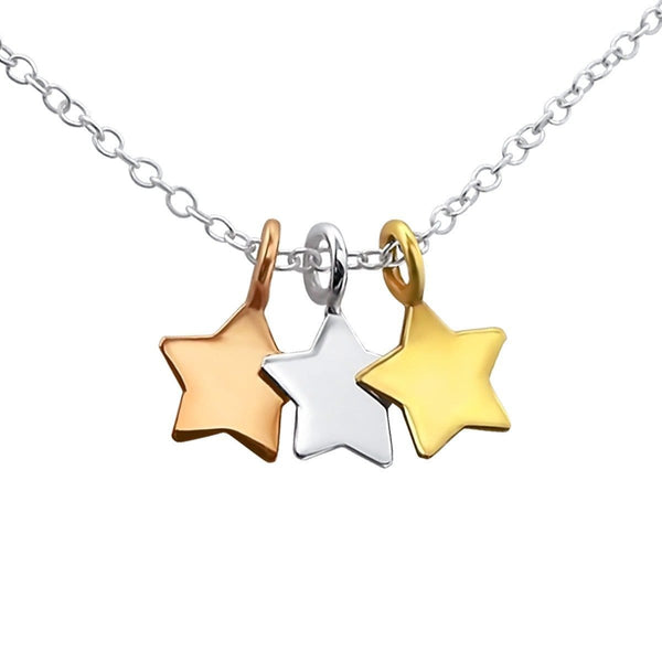 Three-Tone Star Necklace