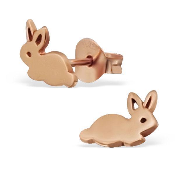 Rose-Gold Plated Silver Rabbit Ear Studs