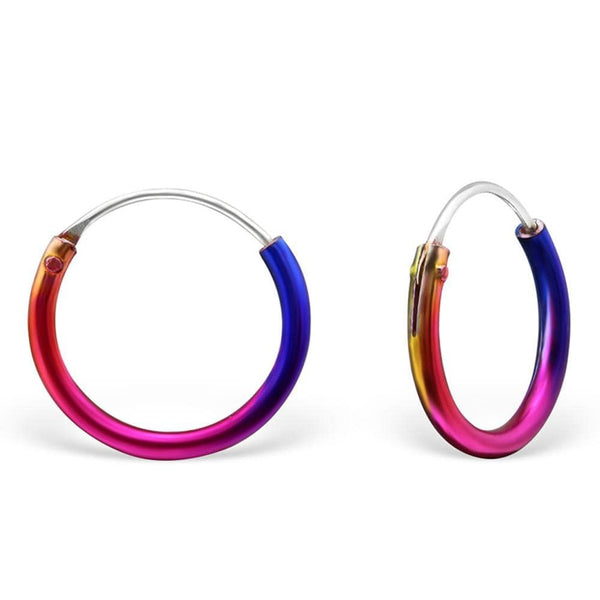 Children's Silver Rainbow Hoop Earrings