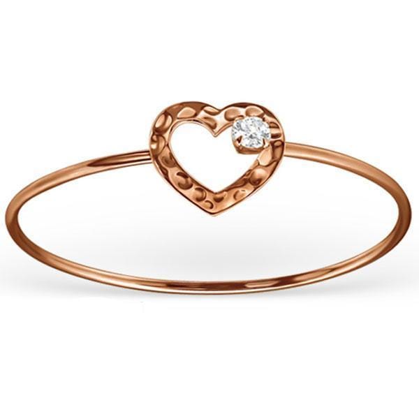 Rose Gold Heart Bangle With Cubic Zirconia