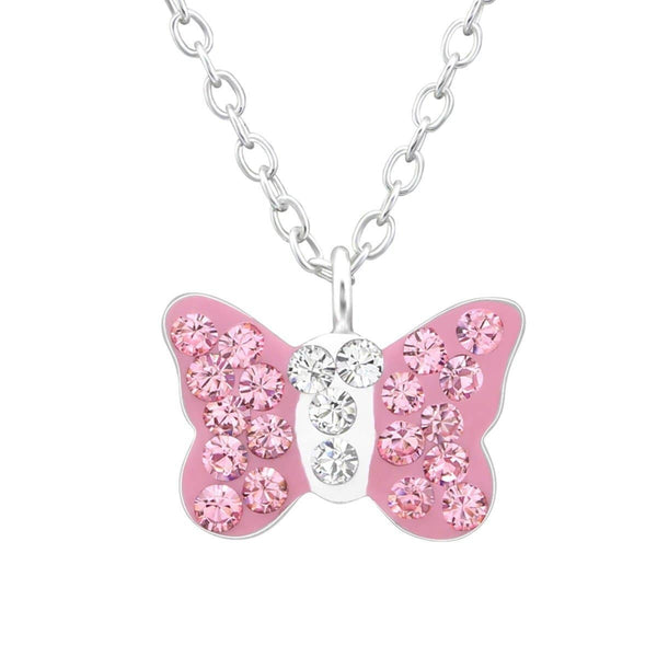 Sterling Silver Butterfly Pink Pendant
