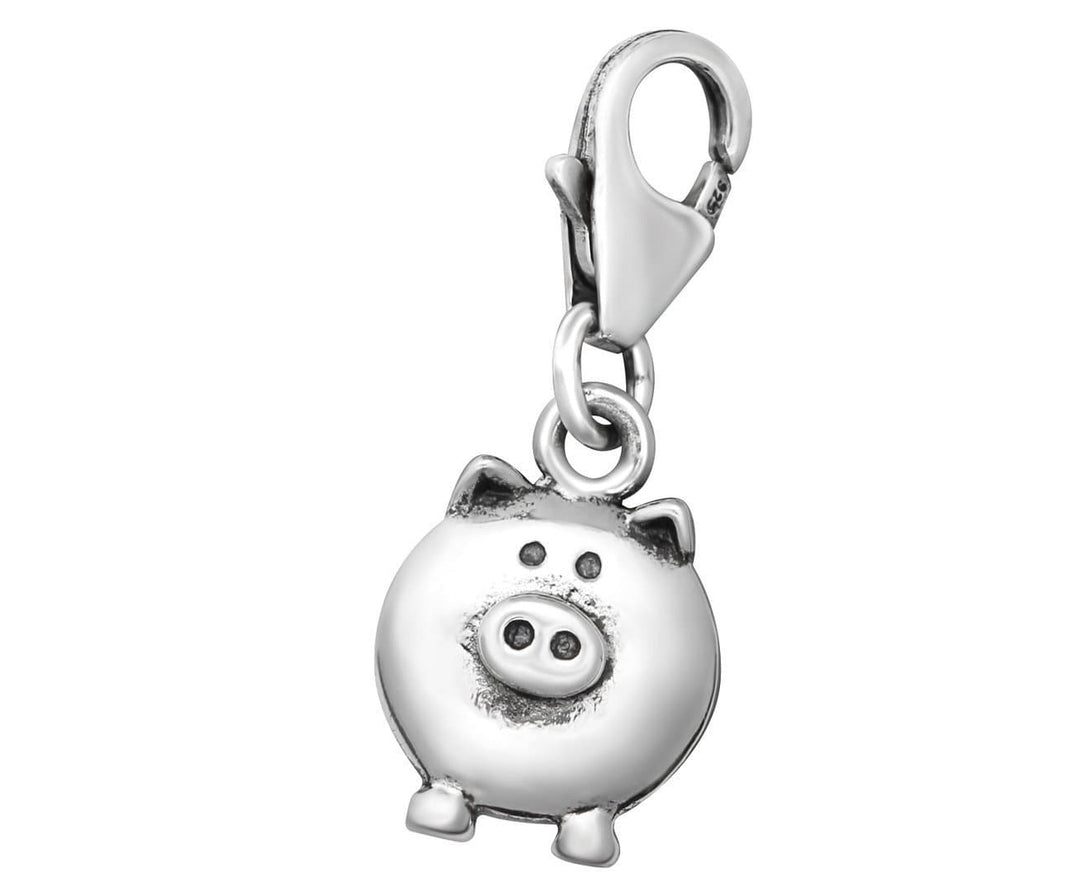 Sterling Silver Pig Clip on Charm